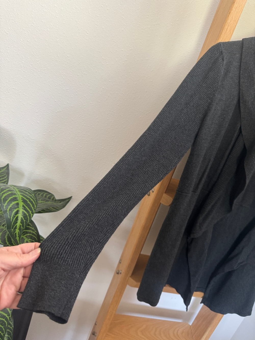 White House Black Market Dark Gray Draped Open-Front Cardigan Blazer - Picture 5 of 8